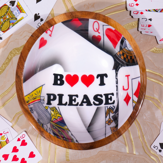 Boot Bowl, Poker bowl, Wooden Bowl with enamel - HRT 9x3 inch