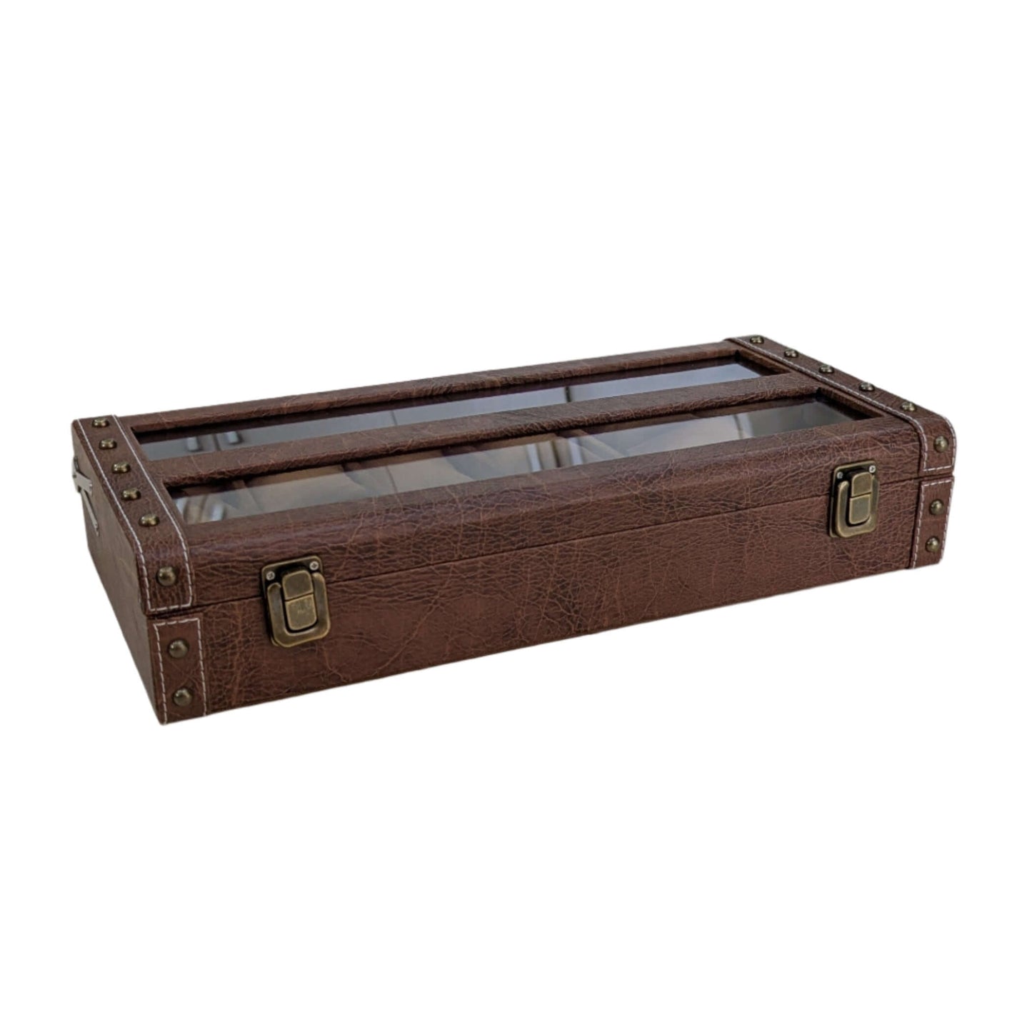 Brown Vegan Leather Watch Organizer (12 slots) -BTT