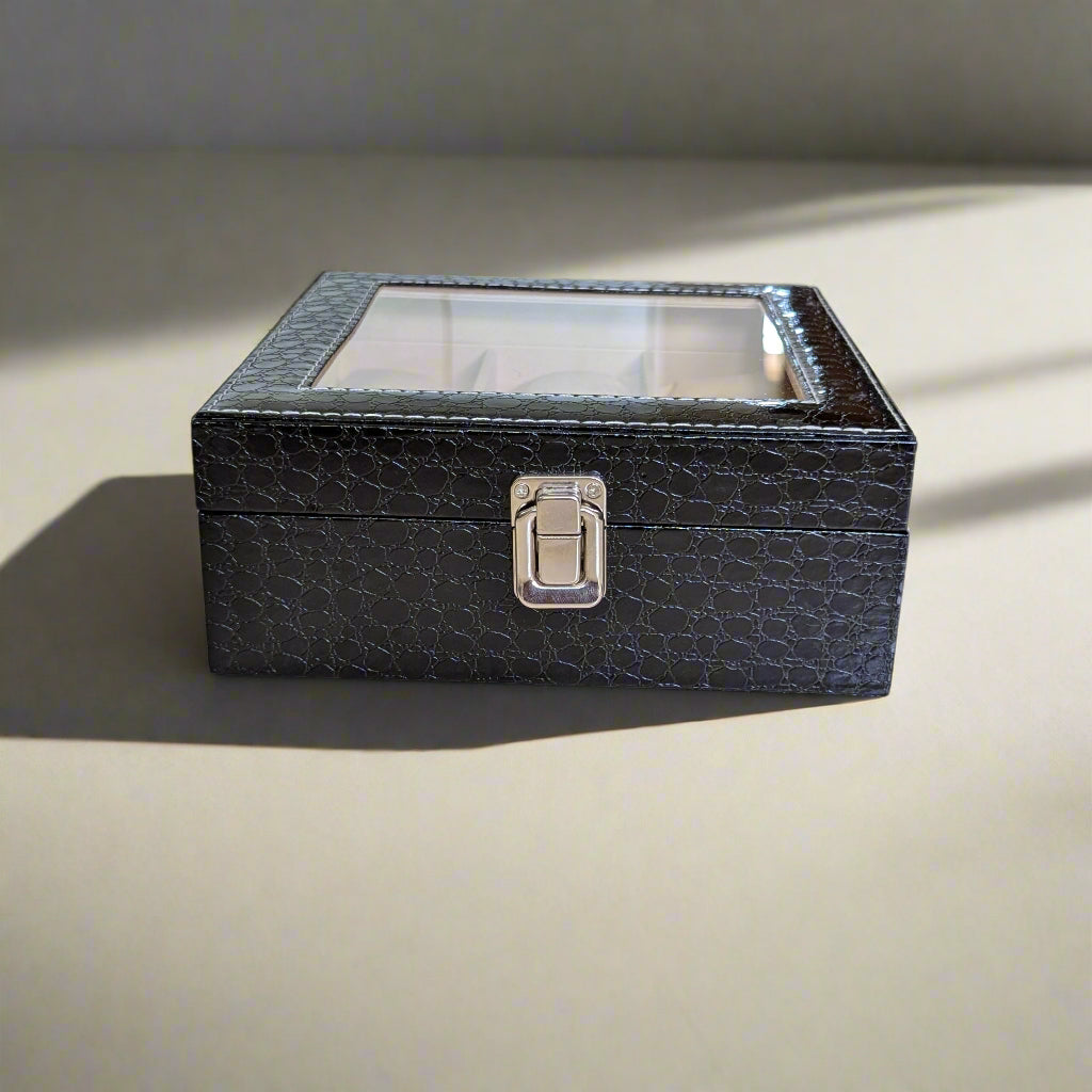 Croc Black Vegan Leather Watch Organizer (6 slots)