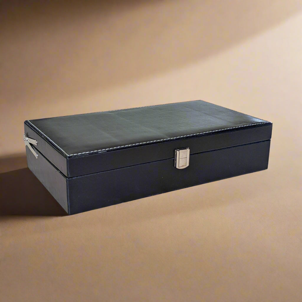 Vegan Leather Black Watch Organizer (10 slots) - BLP