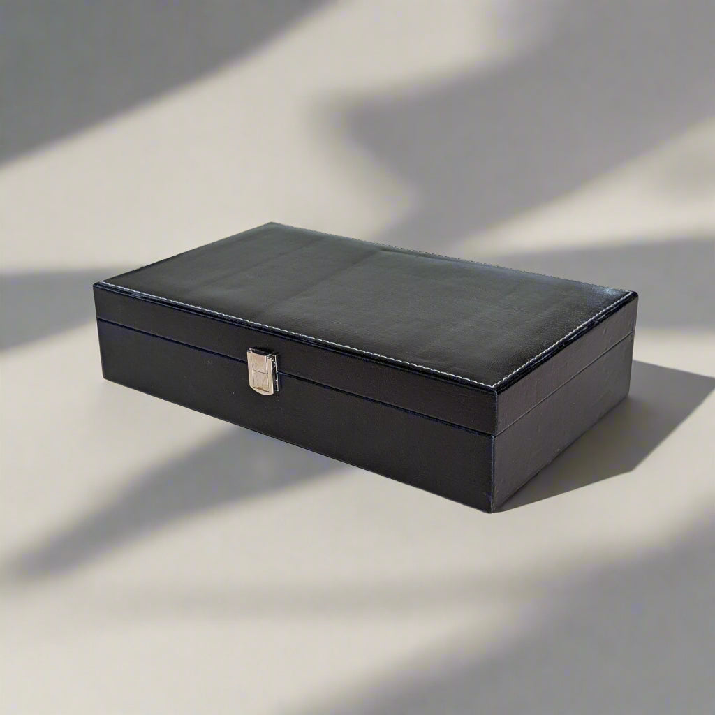 Vegan Leather Black Watch Organizer (10 slots) - BLP