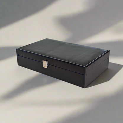 Vegan Leather Black Watch Organizer (10 slots) - BLP