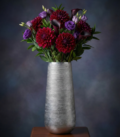 The "Silversmith" Vase – Hand-Finished Textured Aluminium Vessel for Fresh or Dried Florals