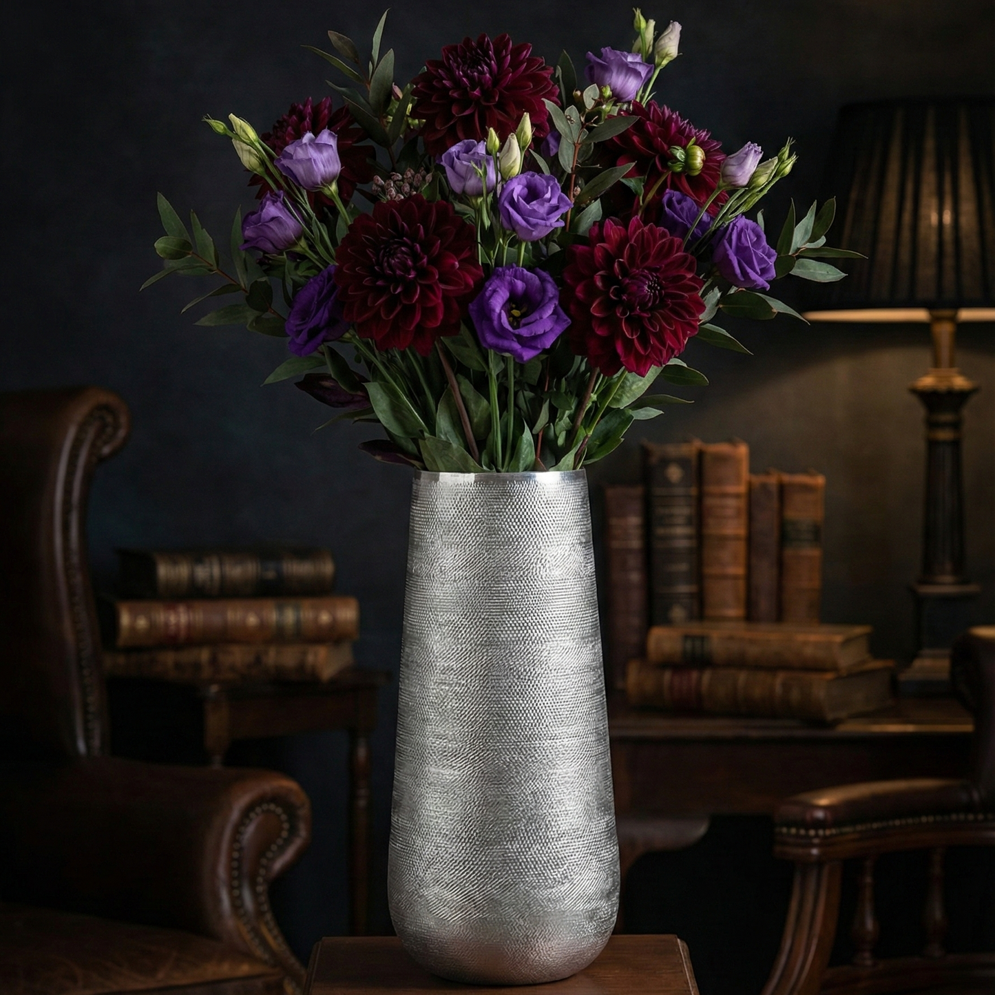 The "Silversmith" Vase – Hand-Finished Textured Aluminium Vessel for Fresh or Dried Florals