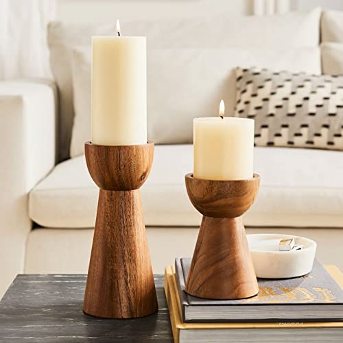 Wooden Candle Holder - Set of 2 (W)