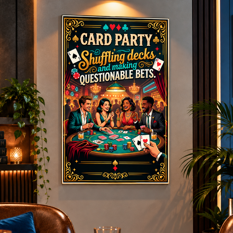 Poker & Card Night Canvas Print with Frame - Buy 1 Get 1 Free