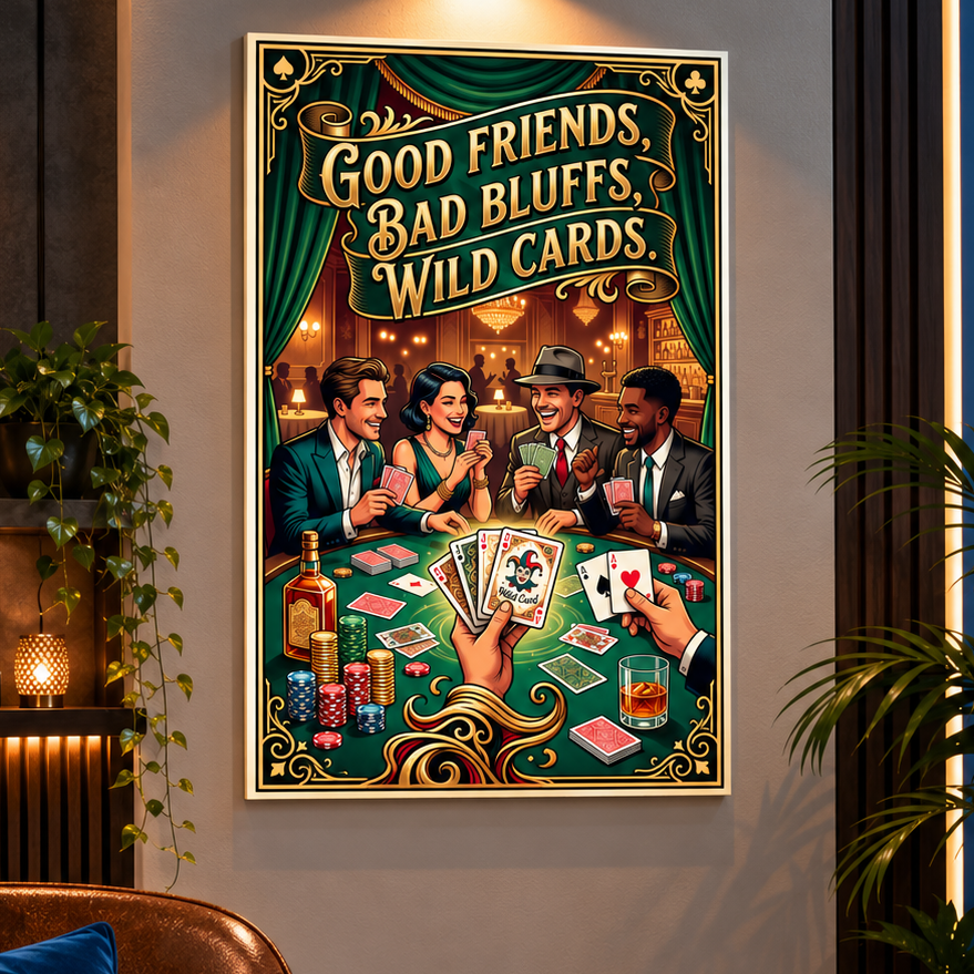 Poker & Card Night Canvas Print with Frame - Buy 1 Get 1 Free