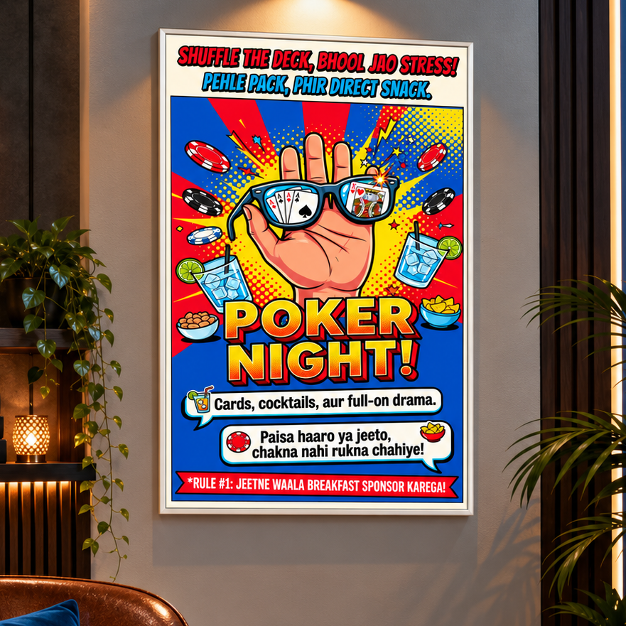 Poker & Card Night Canvas Print with Frame - Buy 1 Get 1 Free
