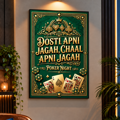 Poker & Card Night Canvas Print with Frame - Buy 1 Get 1 Free