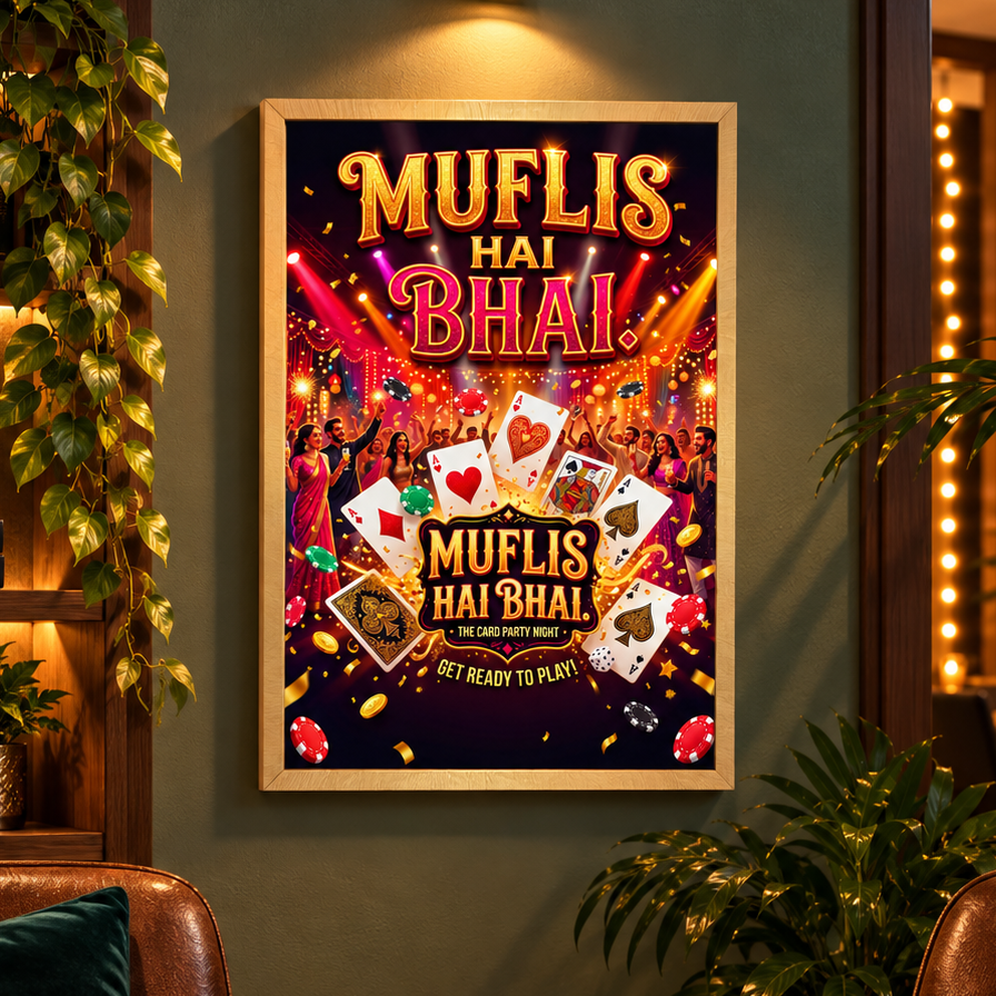 Poker & Card Night Canvas Print with Frame - Buy 1 Get 1 Free
