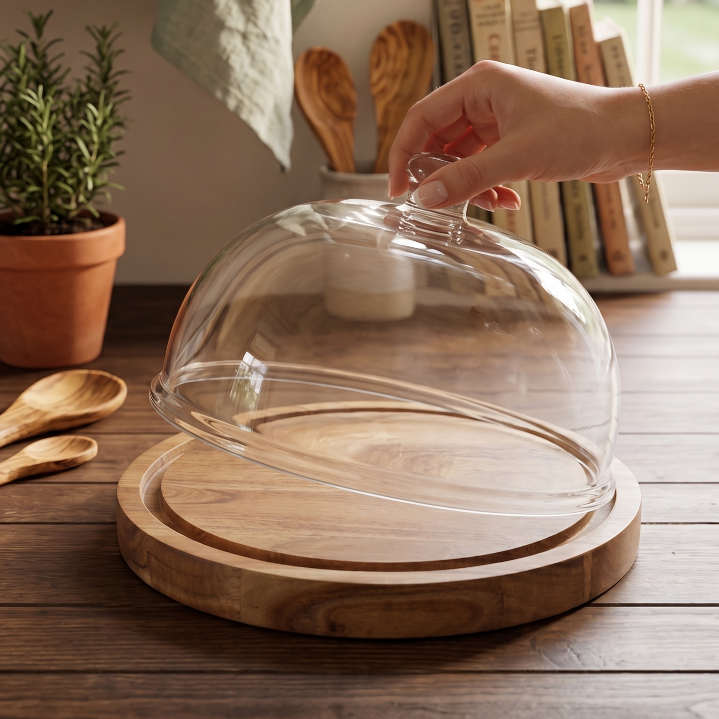 Large Cake Dome with Wooden base - 10 inch