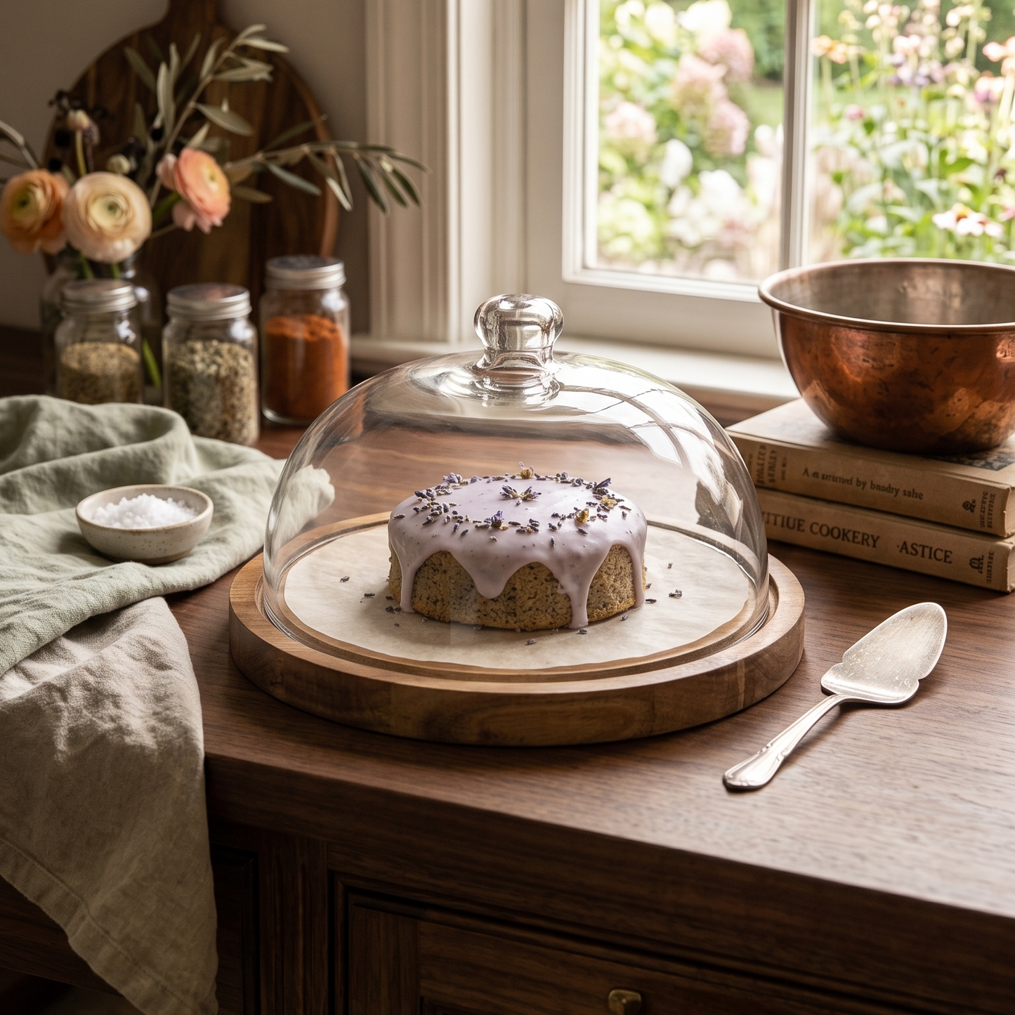Large Cake Dome with Wooden base - 10 inch