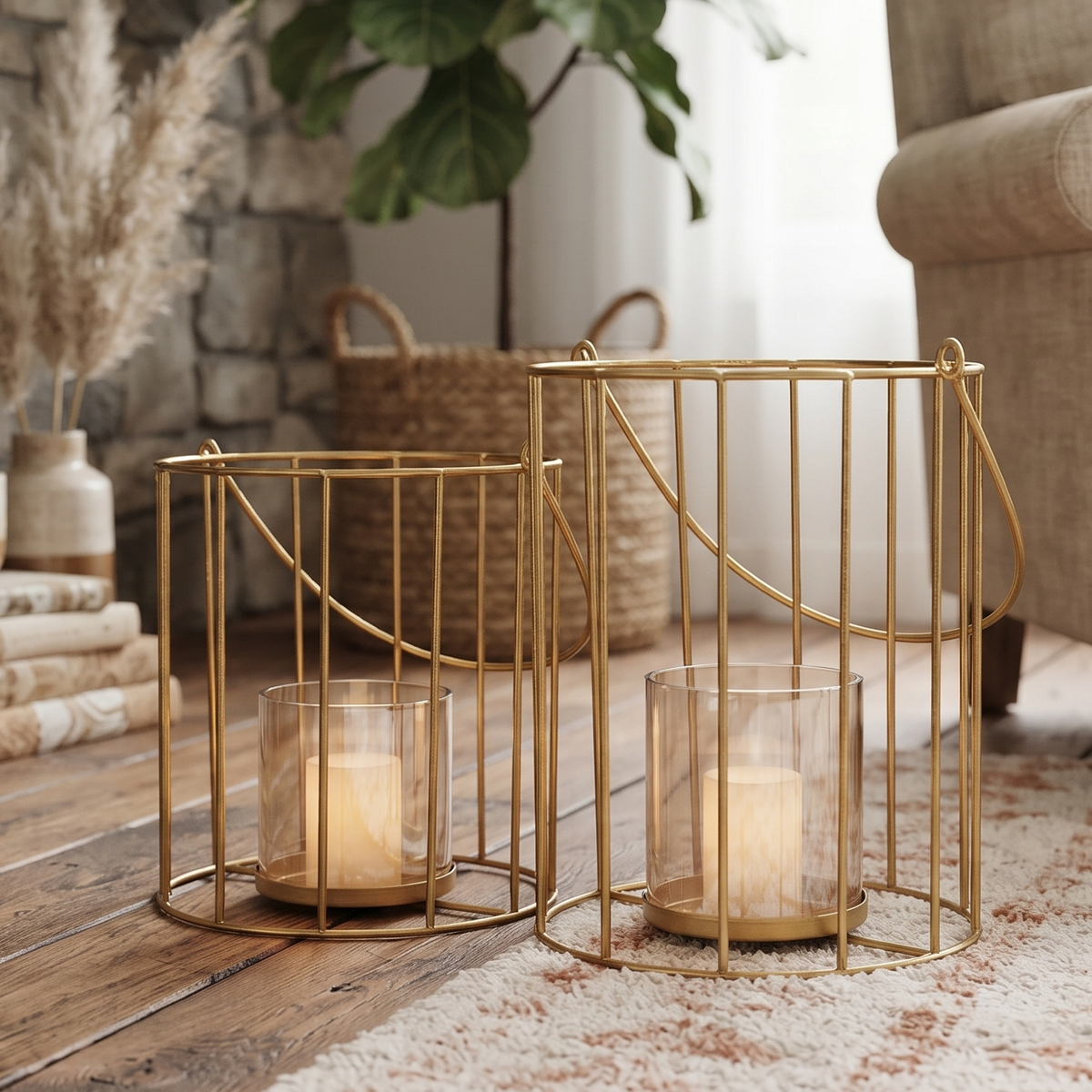Metal floor Lanterns - Set of 2