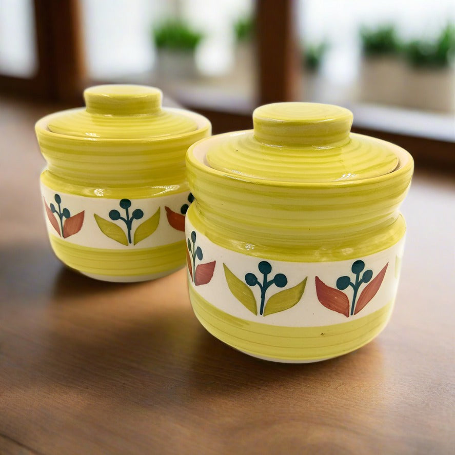 Earthenware Tea Jar - 2 Pieces, Multicolour