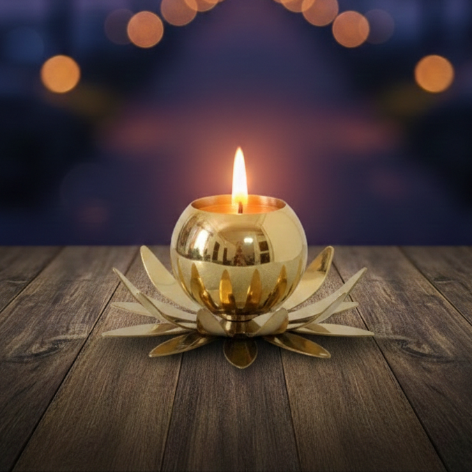 Lotus Tealight Holder – Stainless Steel