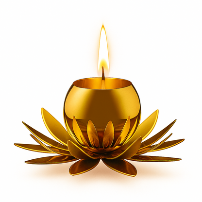 Luxury Handcrafted Golden Lotus Tealight Holder – Stainless Steel
