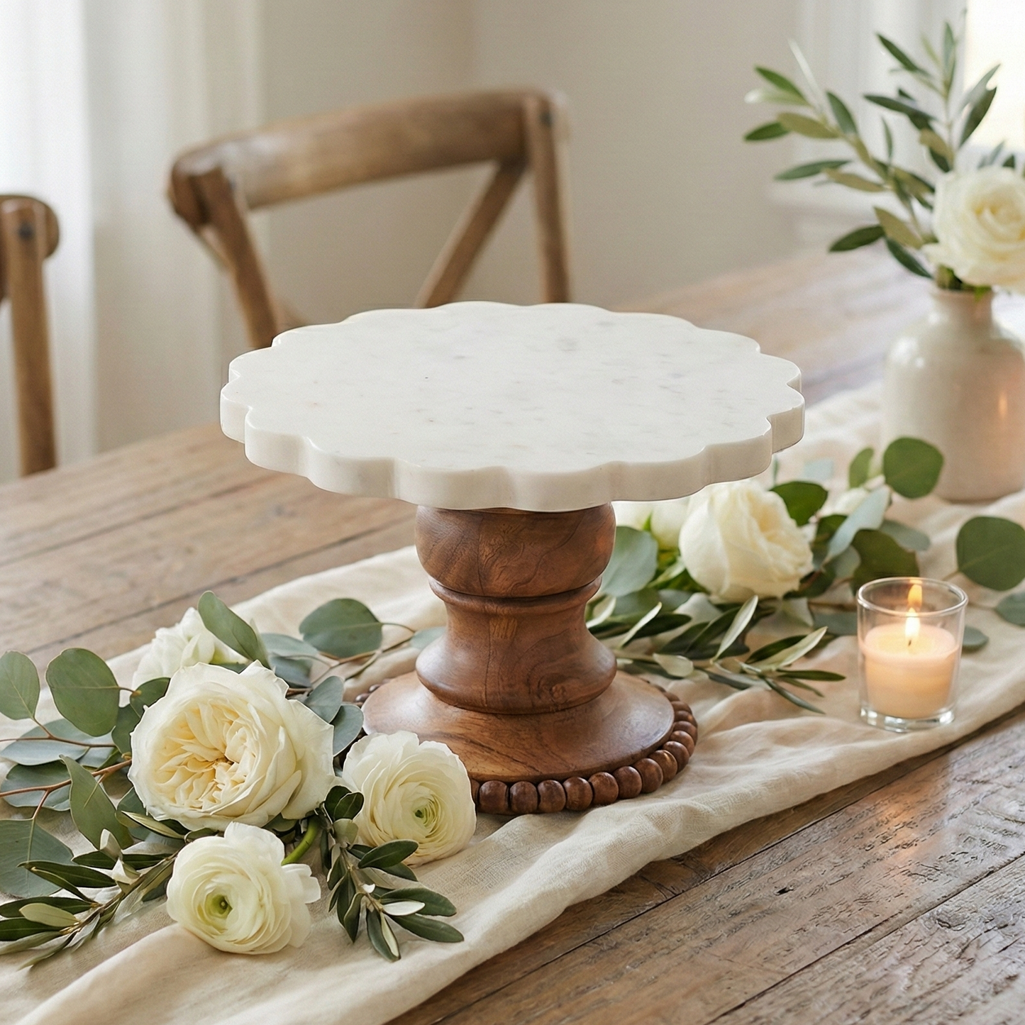 Marble Marvel: Elevate Your Dessert Display - 8 inch