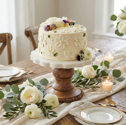 Marble Marvel: Elevate Your Dessert Display - 8 inch