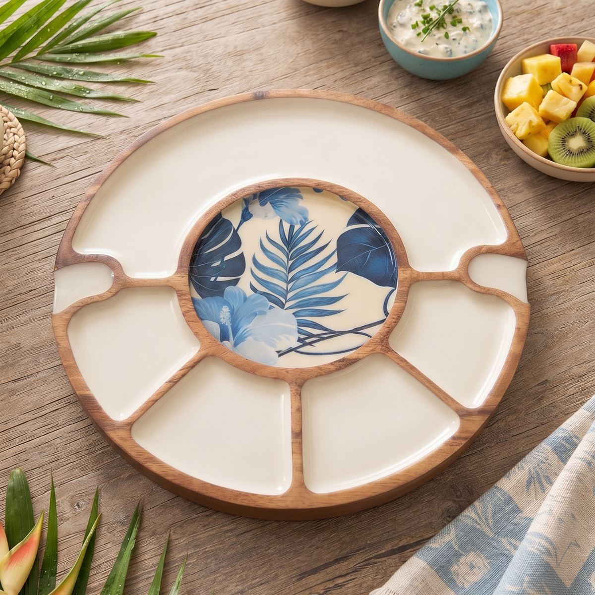 Wooden serving platter - Chip n dip