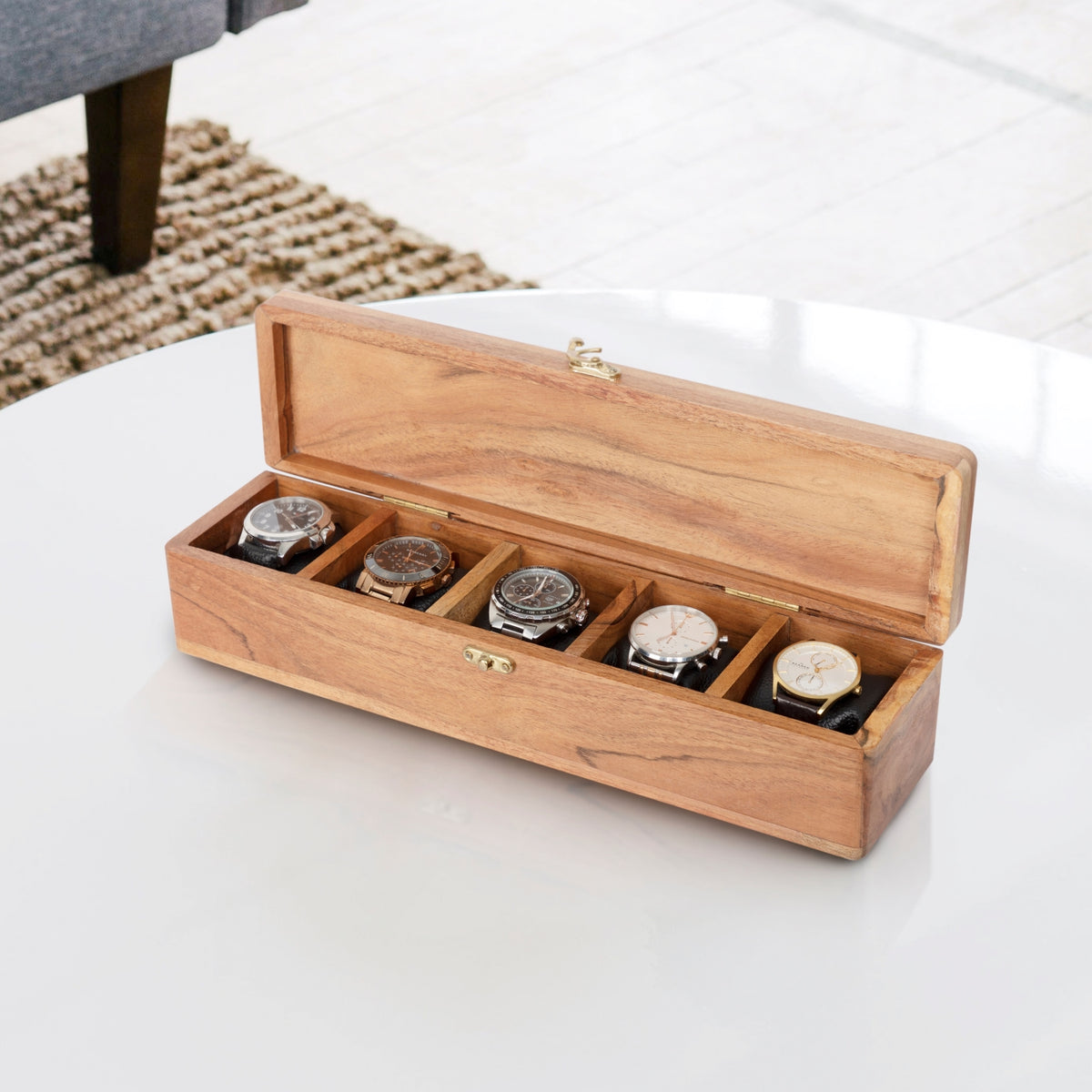Premium Wooden Watch Case - 5 slot