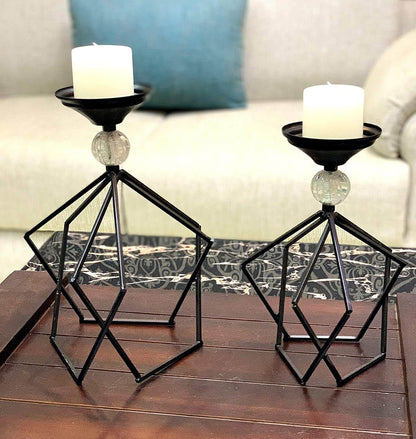Pillar Candle Holder - Black Set of 2 CRB