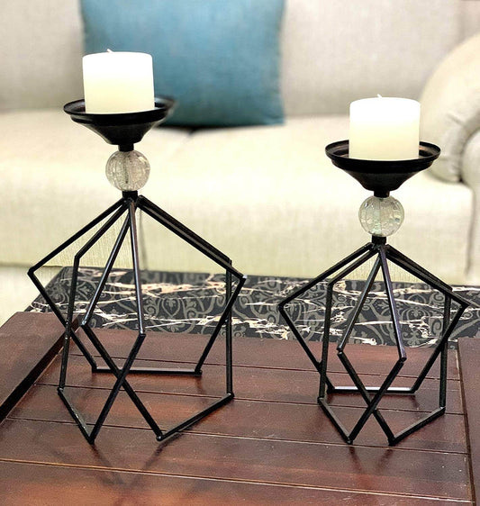 Pillar Candle Holder - Black Set of 2 CRB