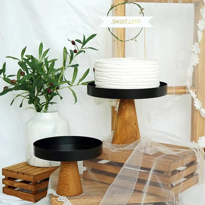 Rustic Wooden Cake Stand - Set of 2