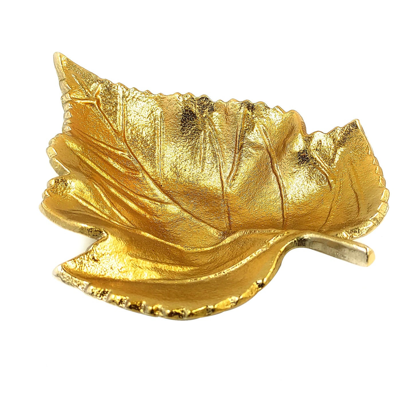 Maple Leaf Aluminium Metal Platter in Golden Finish - Small