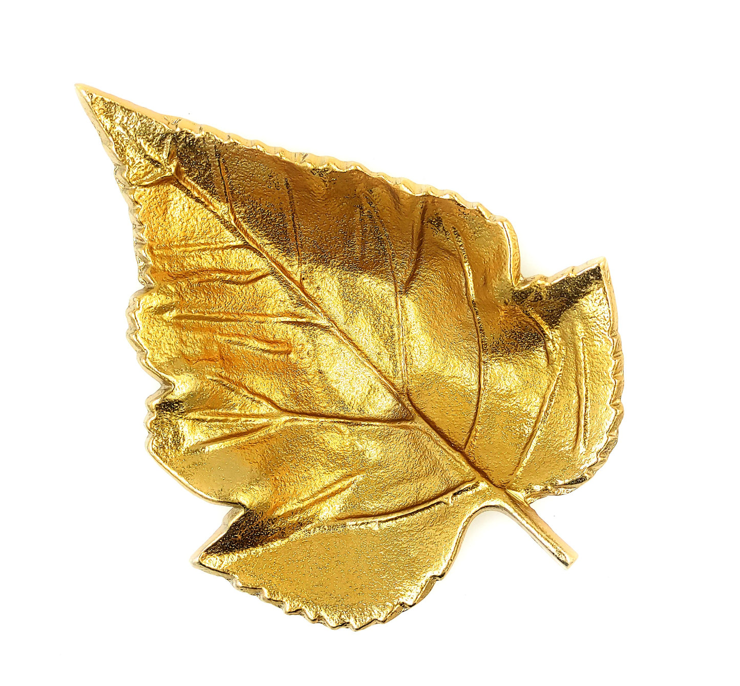 Maple Leaf Aluminium Metal Platter in Golden Finish - Small
