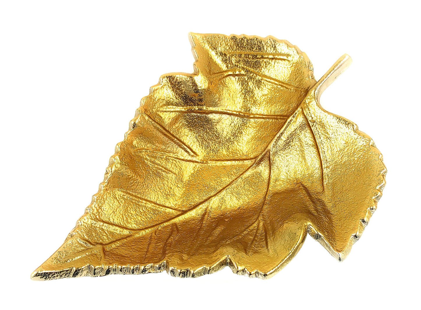 Maple Leaf Aluminium Metal Platter in Golden Finish - Small