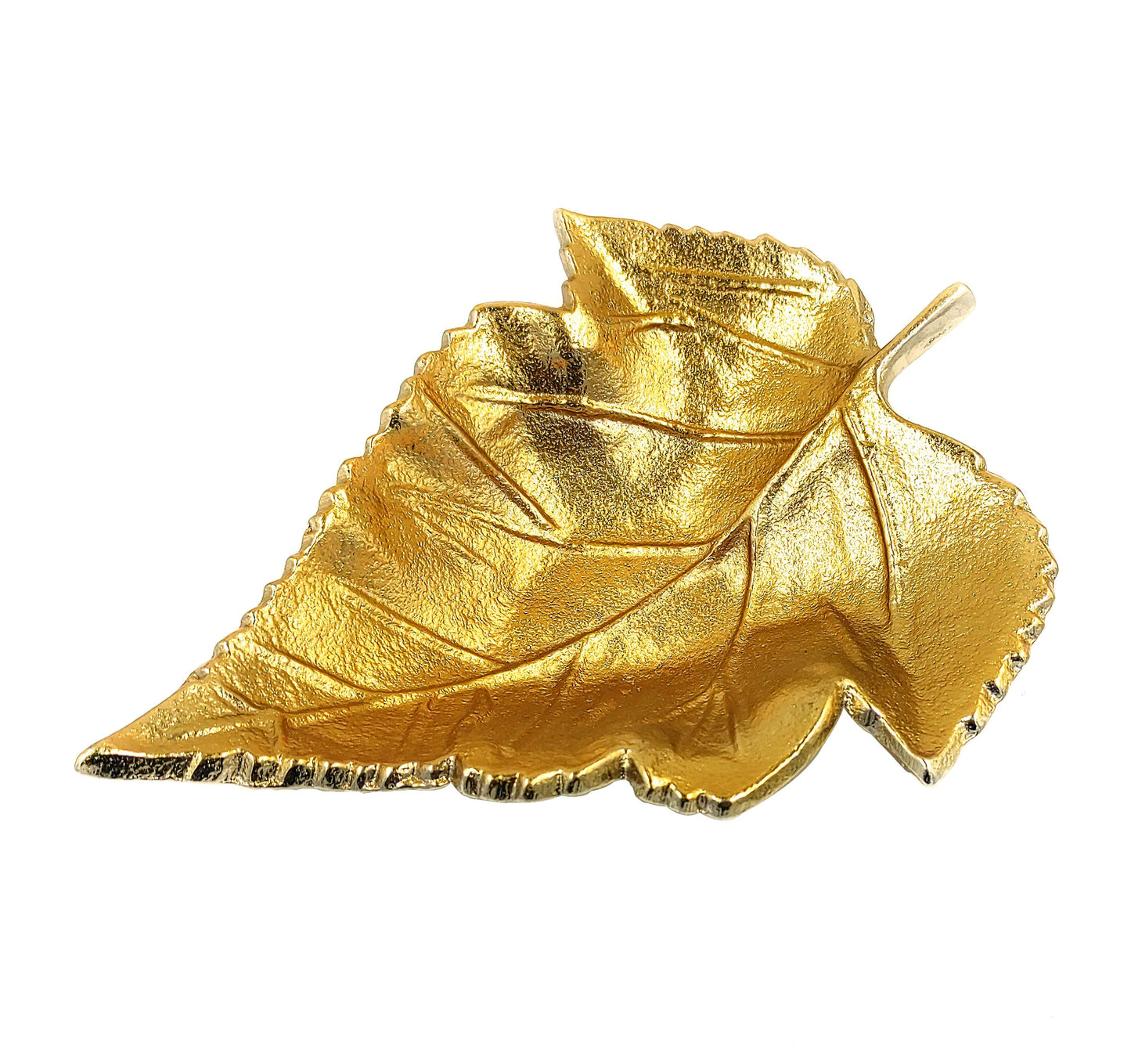 Maple Leaf Aluminium Metal Platter in Golden Finish - Small