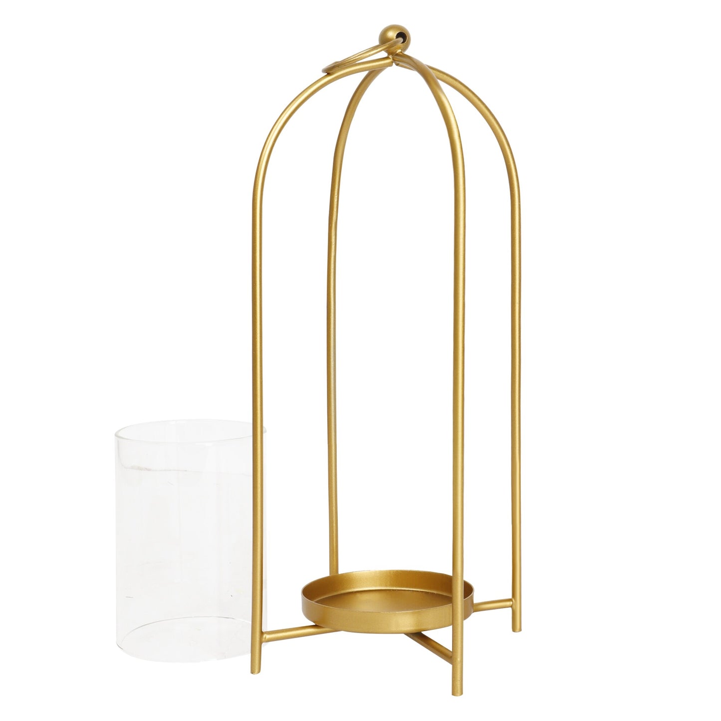 Golden Candle Holder for Home Decor with Glass - TL