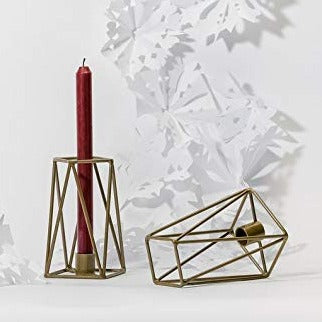 Stylish Geometric Candle Holder for Decor - Candle Holder Golden -GS Set of 2