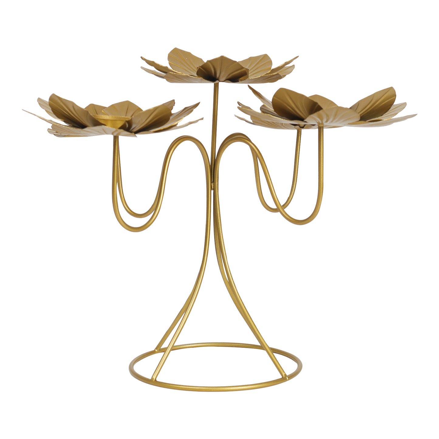 Golden metal lotus bed tealight holder