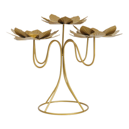 Golden metal lotus bed tealight holder
