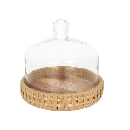 Rustic Wood Cake Stand with Cloche - 6.75 IN JT