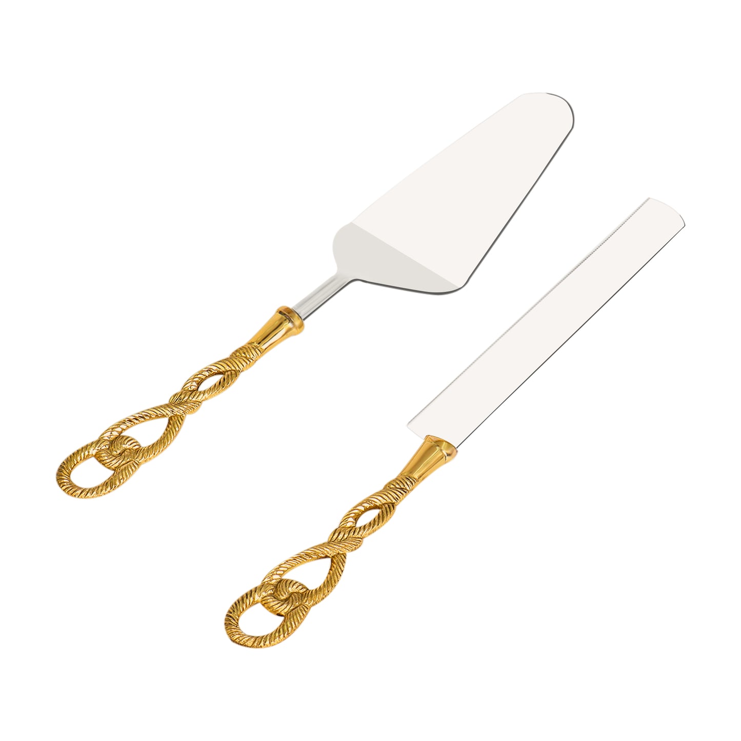 Stainless Steel and Brass Cake Server Set - MD