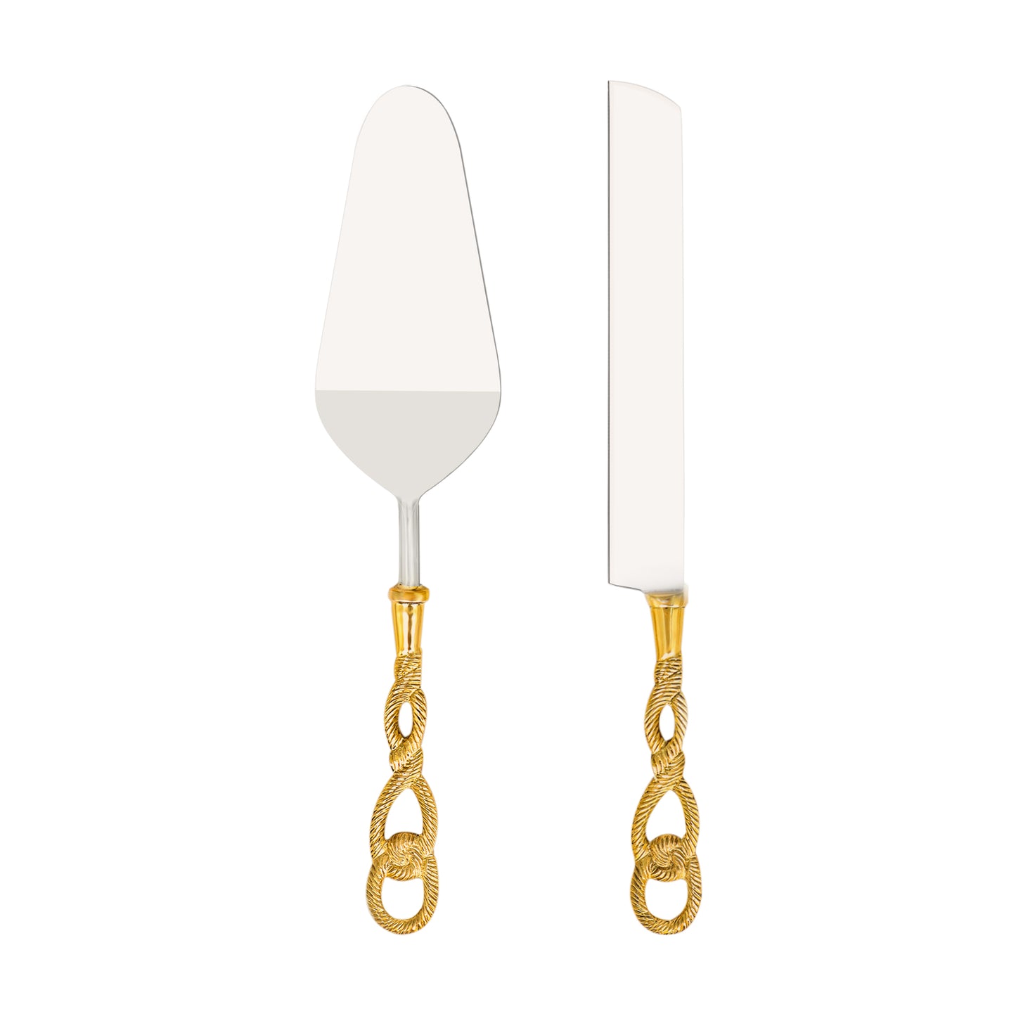 Stainless Steel and Brass Cake Server Set - MD