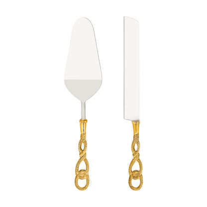 Stainless Steel and Brass Cake Server Set - MD