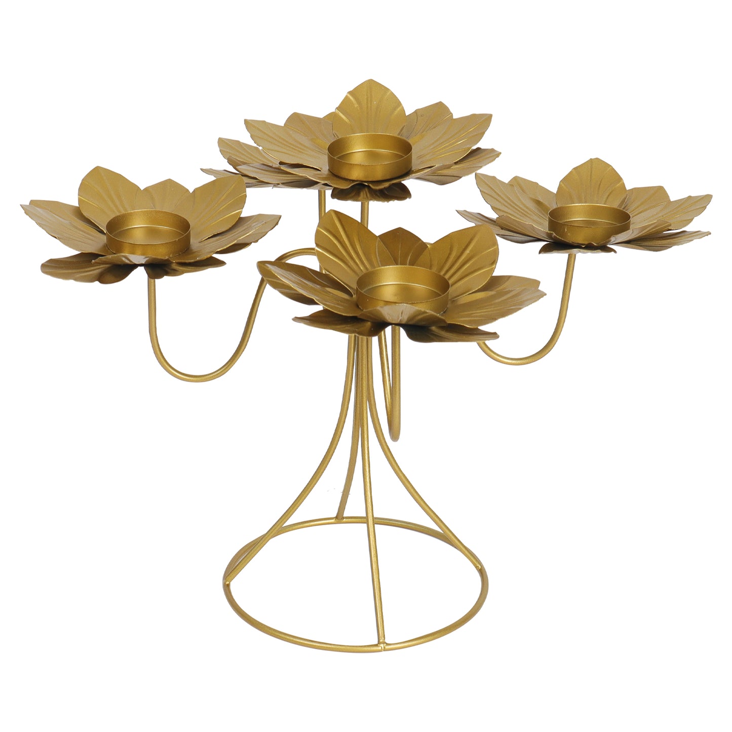 Golden metal lotus bed tealight holder