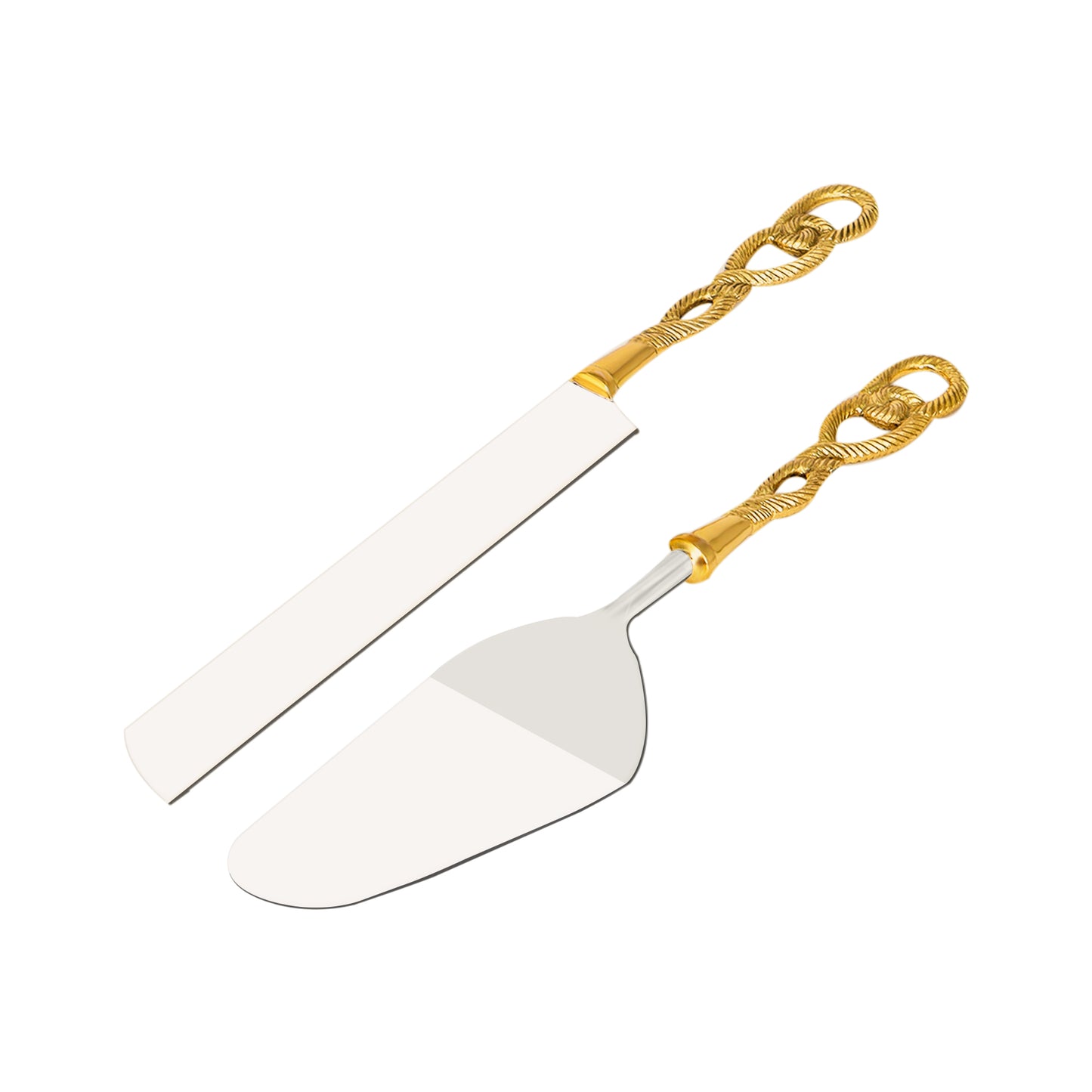 Stainless Steel and Brass Cake Server Set - MD