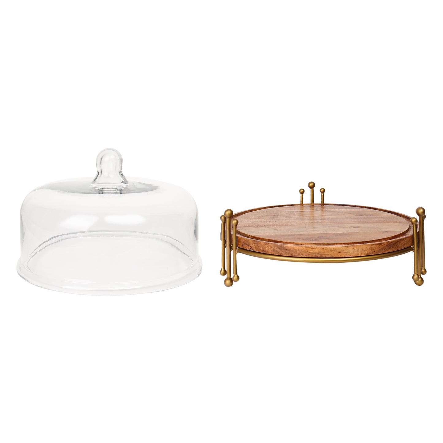 Rustic Cake Pedestal with Glass Cloche - 10 inch