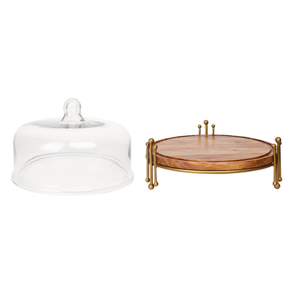 Rustic Cake Pedestal with Glass Cloche - 10 inch
