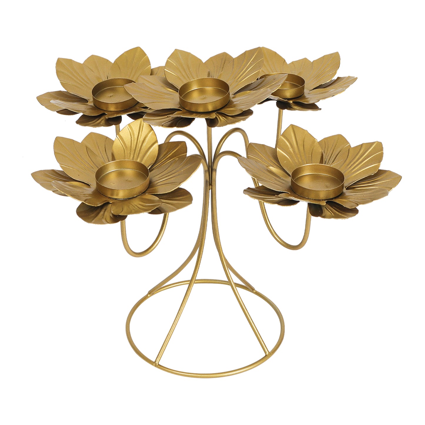 Golden metal lotus bed tealight holder