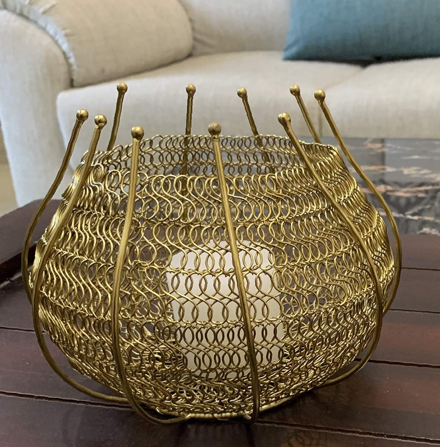 Stylish Gold Candle Holder, Round -FUSION