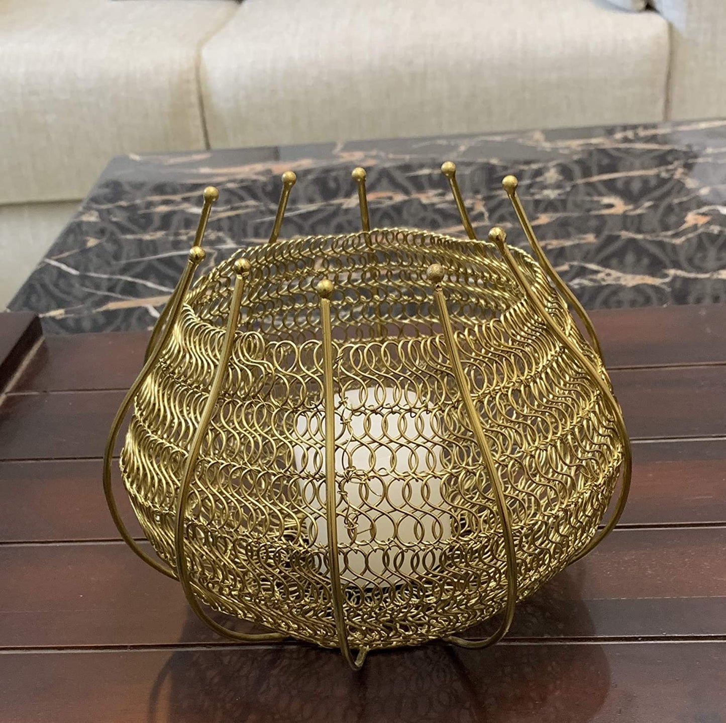Stylish Gold Candle Holder, Round -FUSION