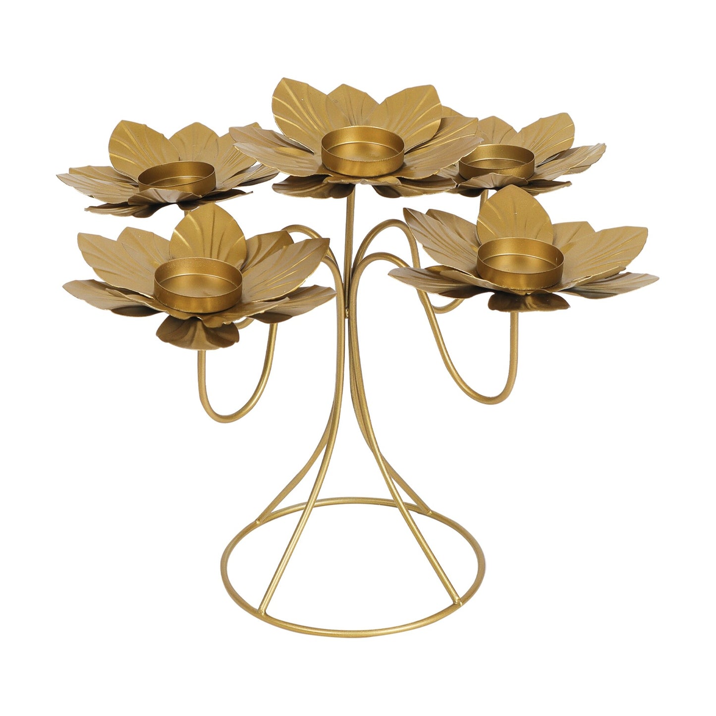 Golden metal lotus bed tealight holder