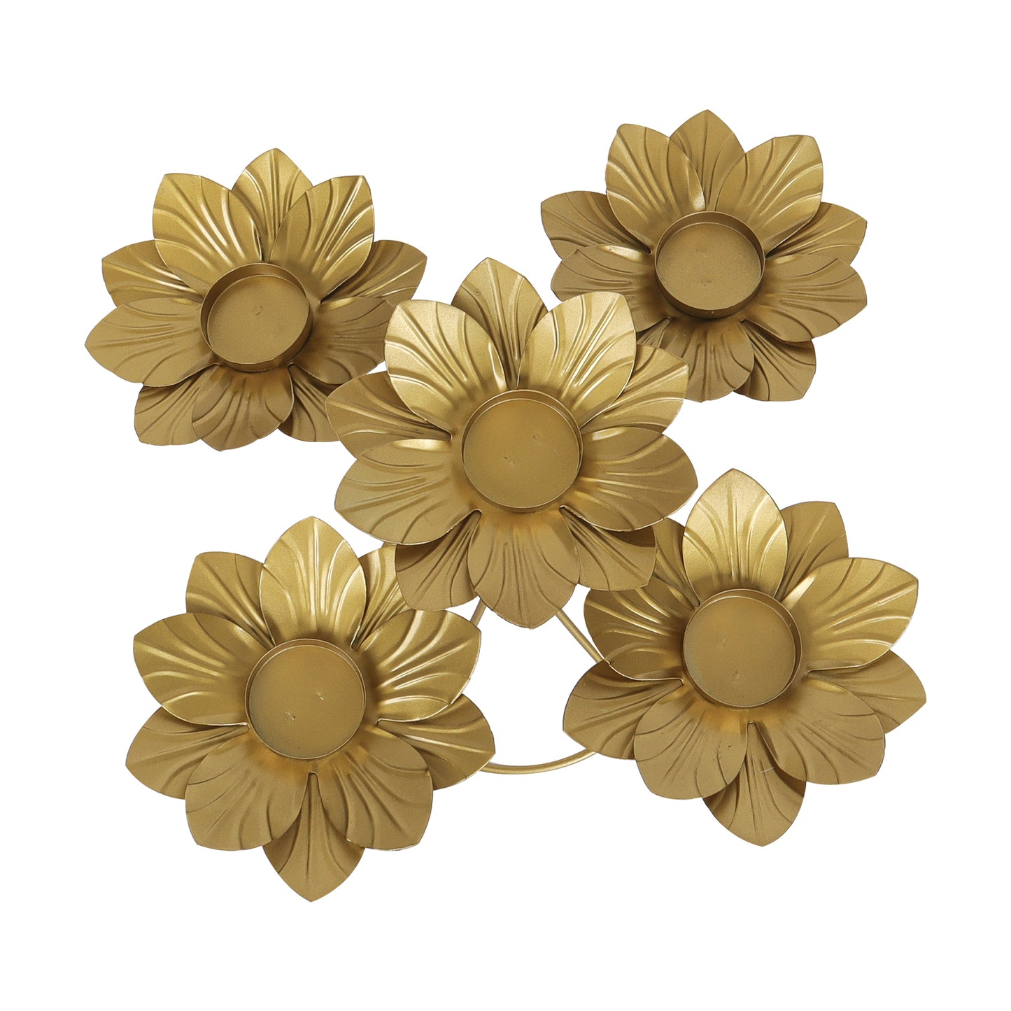 Golden metal lotus bed tealight holder