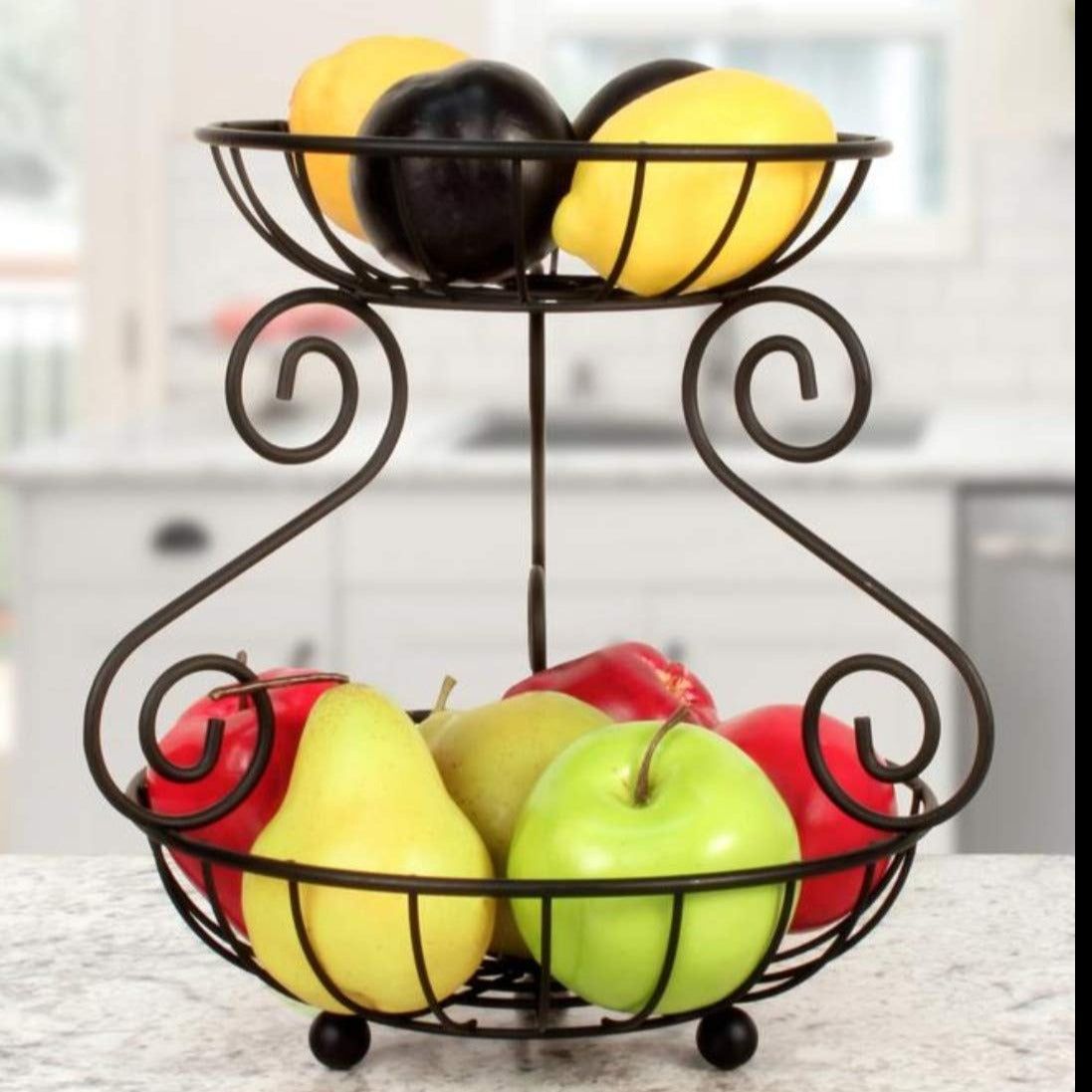 Two Tier Fruit Basket Stand for Storing & Organizing Vegetables - 3P