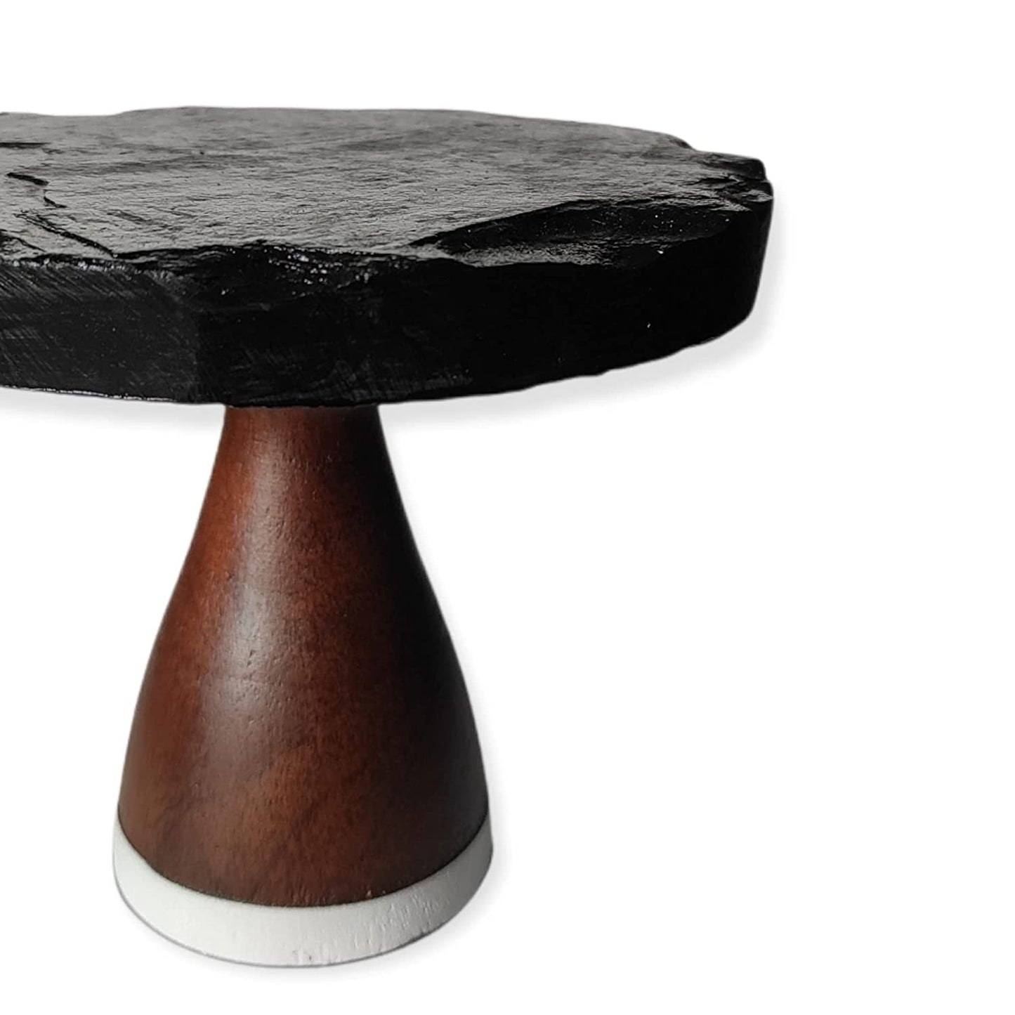 Natural Black Slate and Mango Wooden Mini Cake Stand